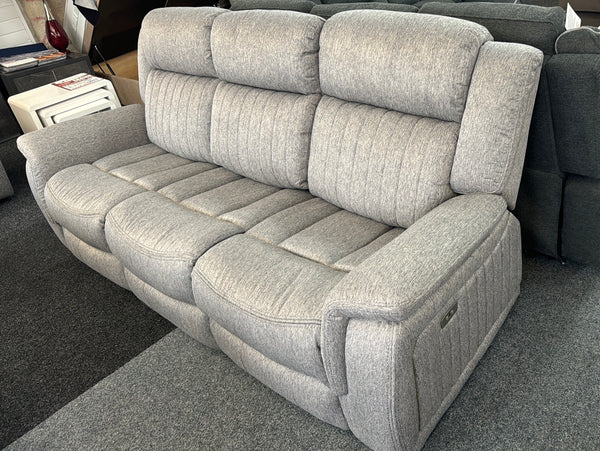 3+2 London ELECTRIC fabric recliner sofa grey