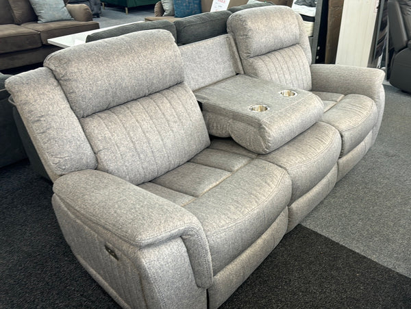 3+2 London ELECTRIC fabric recliner sofa grey