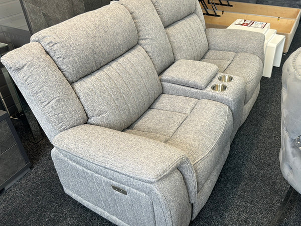 3+2 London ELECTRIC fabric recliner sofa grey