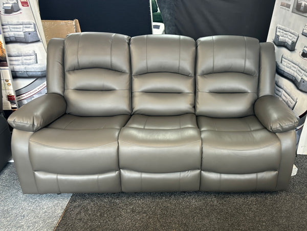 3+2 Alponso ELECTRIC Recliner Grey Leather Sofa