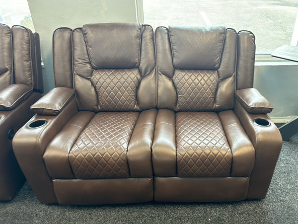 Reginald ELECTRIC 3+2 Brown Leather Recliner Sofas