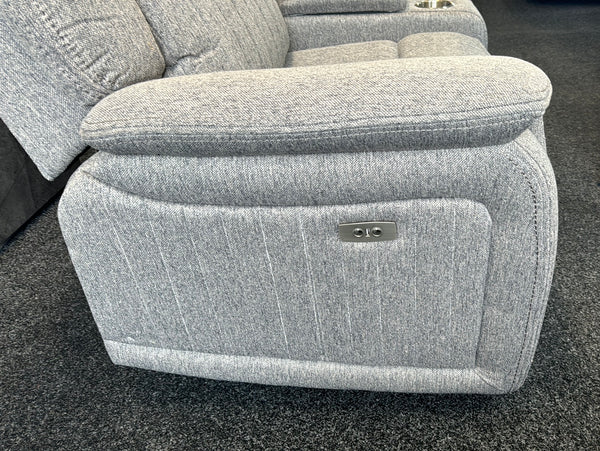 3+2 London ELECTRIC fabric recliner sofa grey