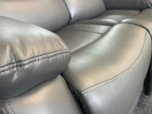 3+2 Alponso ELECTRIC Recliner Grey Leather Sofa