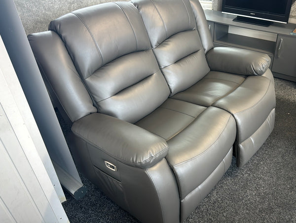 3+2 Alponso ELECTRIC Recliner Grey Leather Sofa