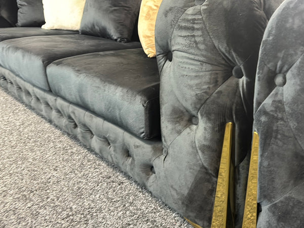 3+2 Lola Chesterfield Fabric Sofa