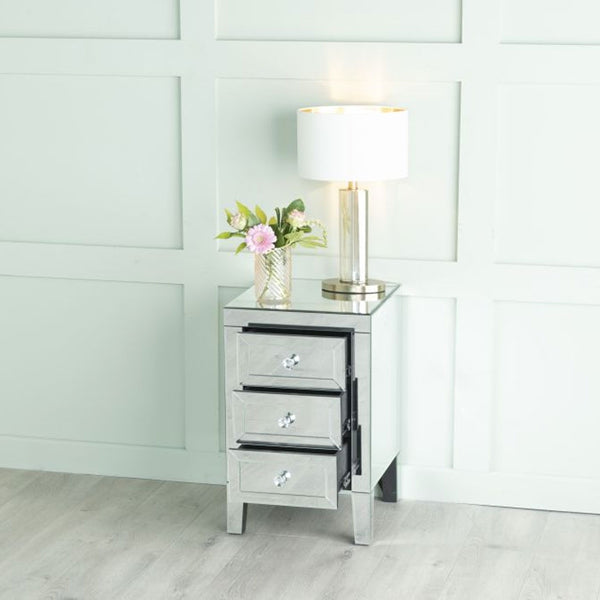 Vasari Mirrored 3-Drawer Bedside Cabinet