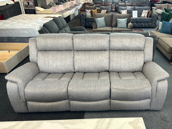 3+2 London ELECTRIC fabric recliner sofa grey