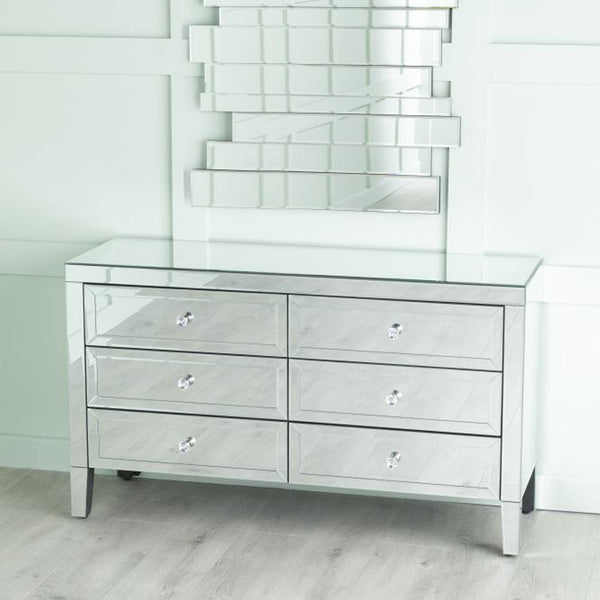 Vasari Mirrored 6 Drawer Wide Chest