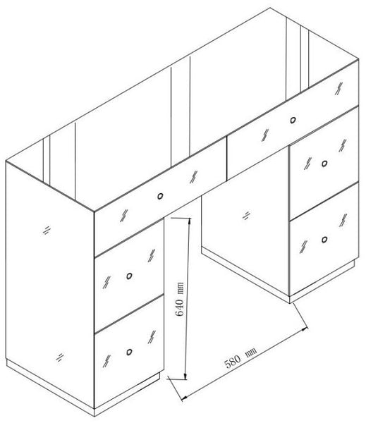 Scala Mirrored 6 Drawer Dressing Table