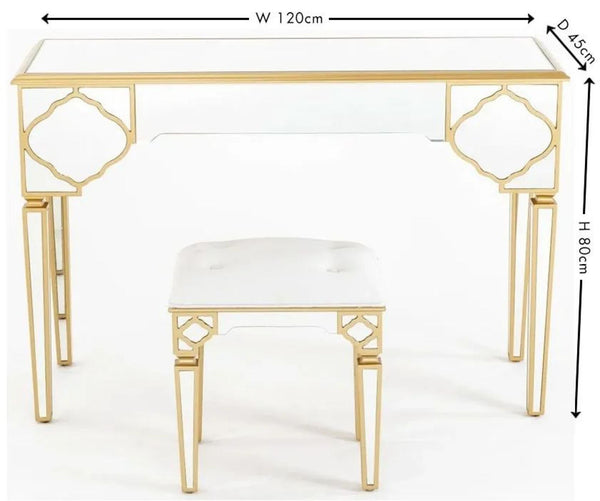 Cairo Mirrored Gold Trim Dressing Table