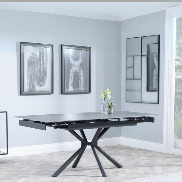 Blanco Black Sintered Stone Extending Dining Table