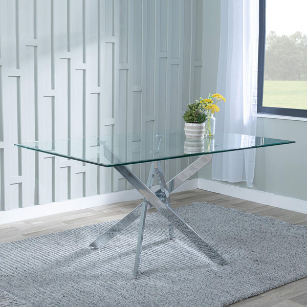 Sutton 110cm Clear Glass and Chrome Round Dining Table - Tempered Top