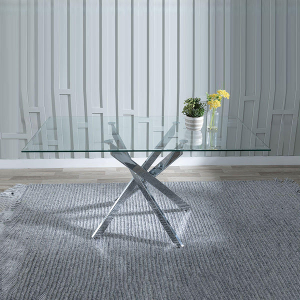 Sutton 110cm Clear Glass and Chrome Round Dining Table - Tempered Top