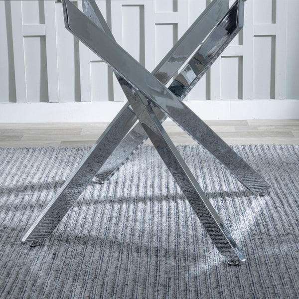 Sutton 110cm Clear Glass and Chrome Round Dining Table - Tempered Top
