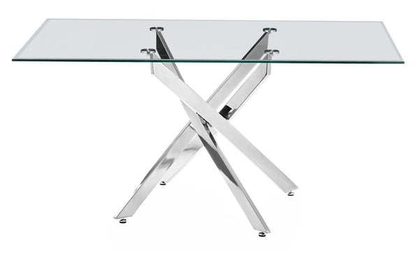 Sutton 110cm Clear Glass and Chrome Round Dining Table - Tempered Top