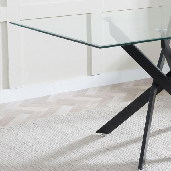Sutton 150cm Clear Glass and Black Dining Table - Tempered Top