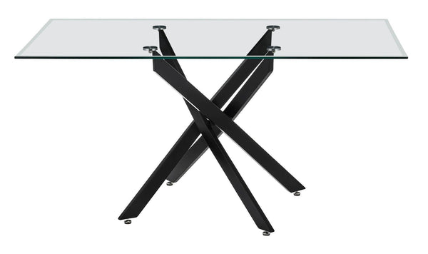 Sutton 150cm Clear Glass and Black Dining Table - Tempered Top
