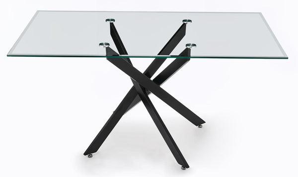 Sutton 150cm Clear Glass and Black Dining Table - Tempered Top