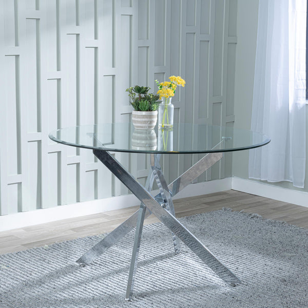 Sutton 150cm Clear Glass and Chrome Dining Table - Tempered Top