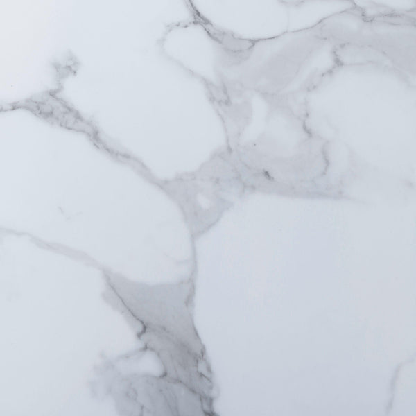 Sutton 150cm White and Gold Dining Table - Glass Top with Marble Effect