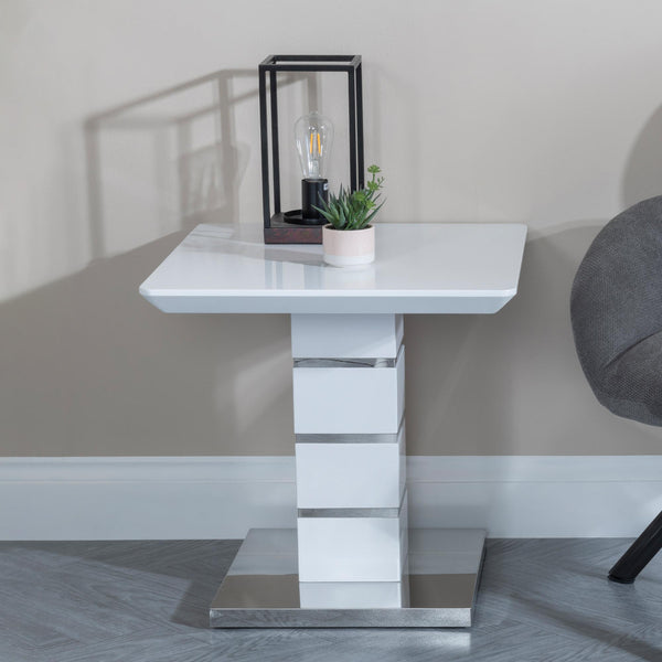 Brice White Gloss Lamp Table