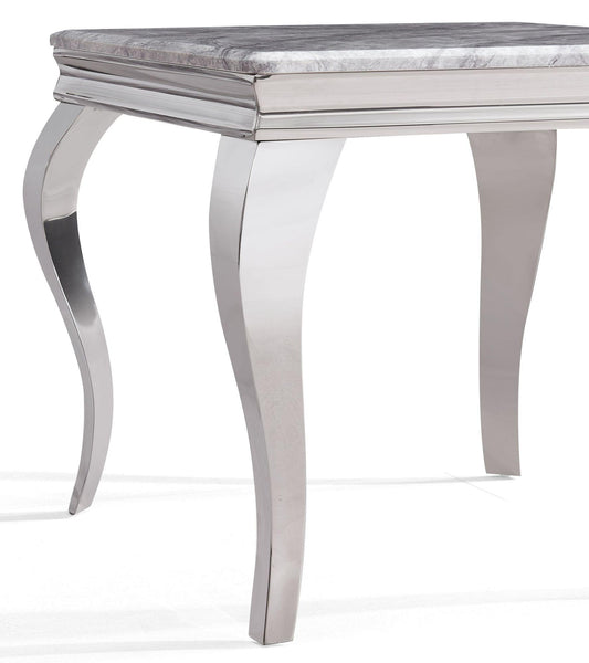 Merida Grey Marble and Chrome Square Side Table