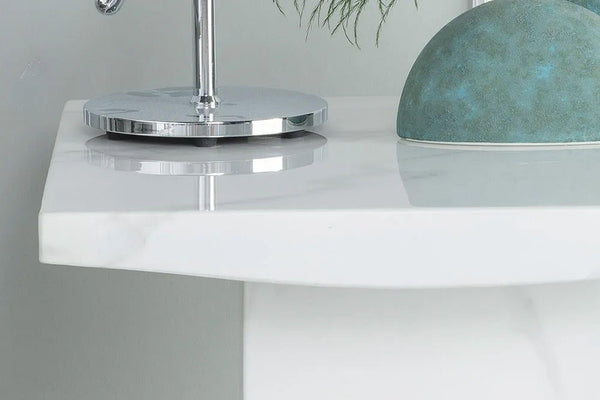 Olympia Square White Marble Lamp Table