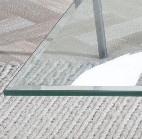 Sutton Clear Glass and Black Square Side Table - 55cm Tempered Top