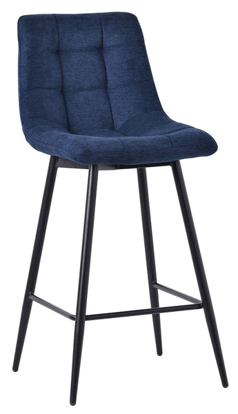 Elba Blue Fabric High Back Barstool with Black Metal Legs