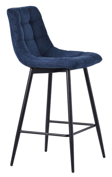Elba Blue Fabric High Back Barstool with Black Metal Legs