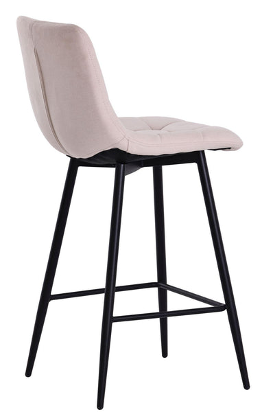Elba Beige Fabric High Back Barstool with Black Metal Legs