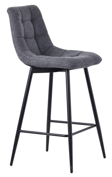 Elba Light Grey Fabric High Back Barstool with Black Metal Legs