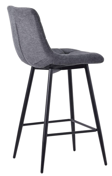 Elba Light Grey Fabric High Back Barstool with Black Metal Legs