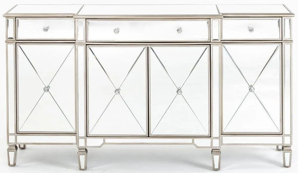 Acorn Mirrored Champagne Trim Large Sideboard - 3 Doors