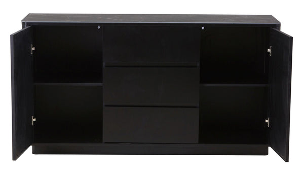 Dante Black Ceramic Fluted Large Sideboard