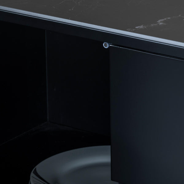 Dante Black Ceramic Fluted Large Sideboard