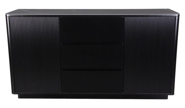 Dante Black Ceramic Fluted Large Sideboard