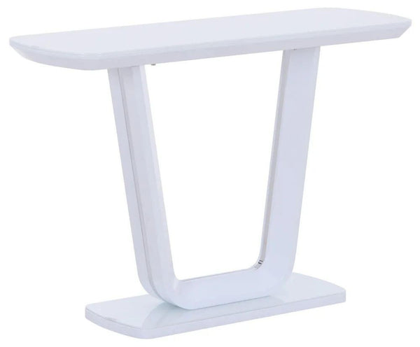 Alpen White Gloss Console Table with Glass Top