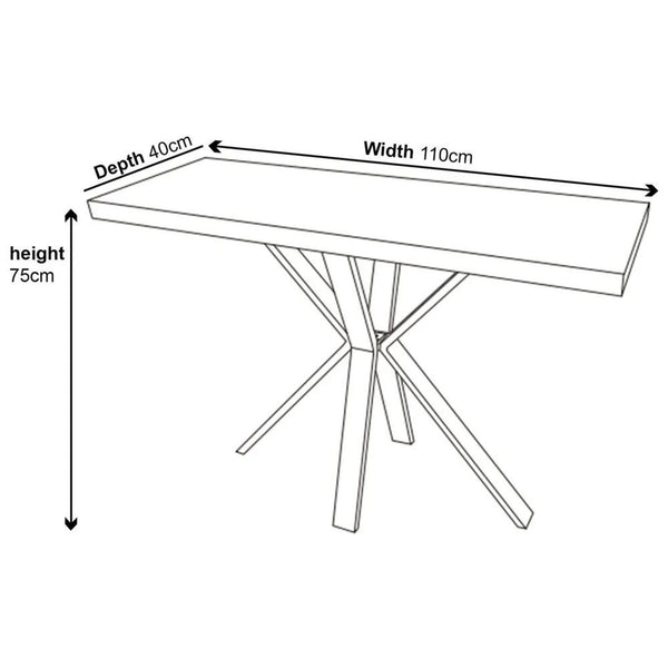 Cadell Industrial Oak Effect Console Table with Black Spider Legs