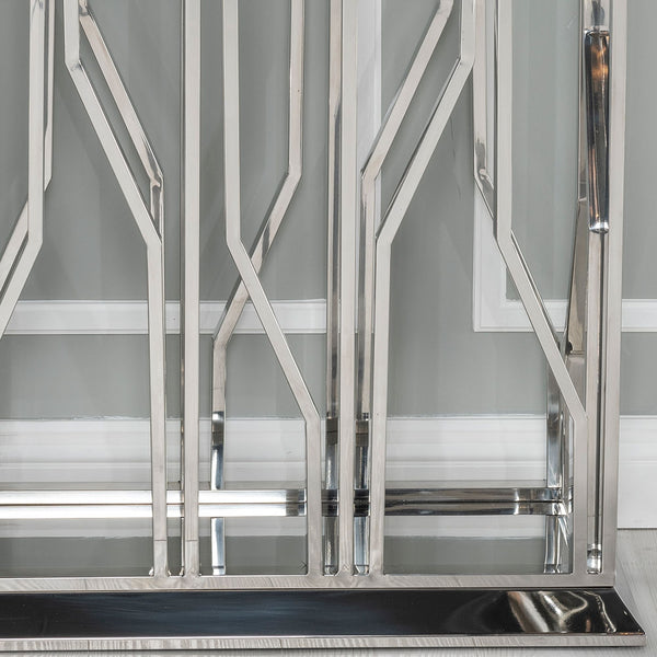 Mercury Grey Marble and Chrome Console Table