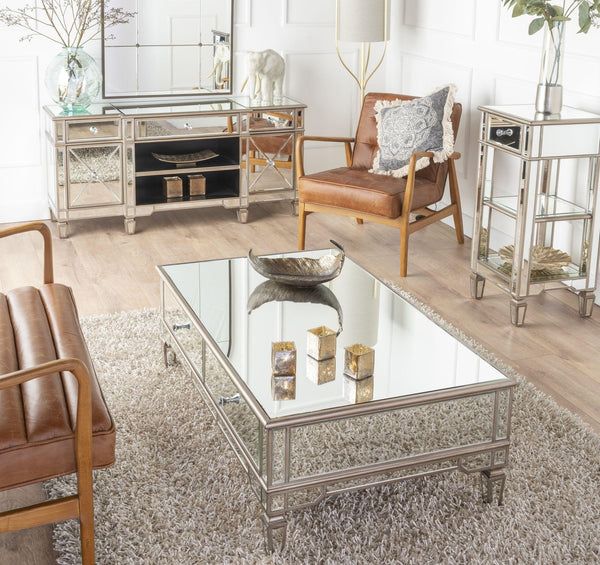 Acorn Mirrored Champagne Trim TV Unit