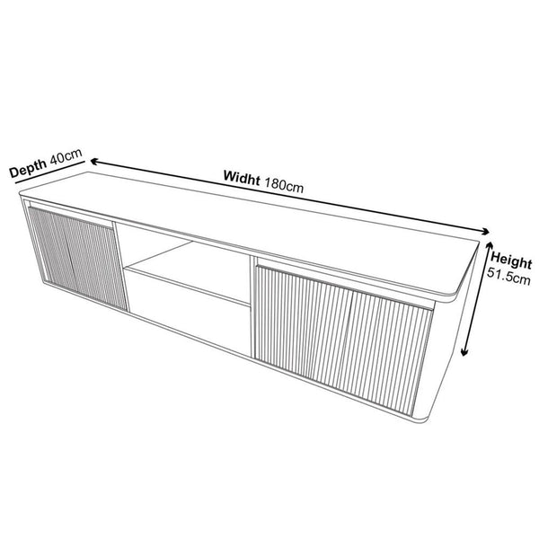 Dante Black Ceramic Fluted TV Unit