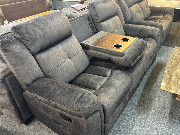 Texaco 3+2 Reclining Sofas Grey with drop down drinks console