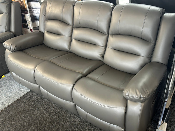3+2 Alponso ELECTRIC Recliner Grey Leather Sofa