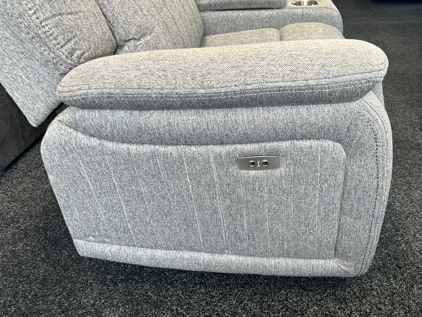 3+2 London ELECTRIC fabric recliner sofa grey