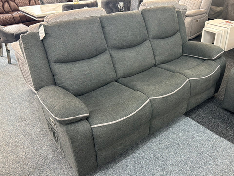Benetti 3+2 ELECTRIC Recliner Sofa Set Grey