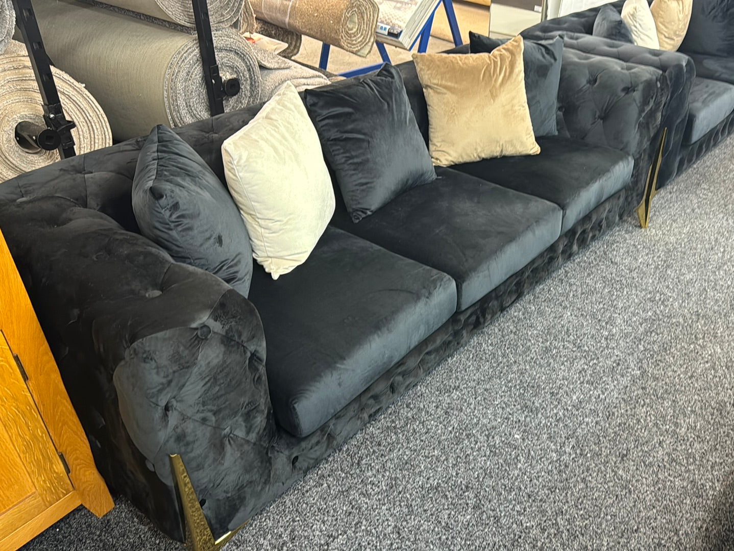 3+2 Lola Chesterfield Fabric Sofa