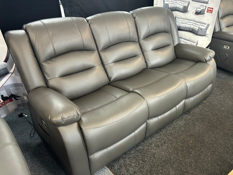 3+2 Alponso ELECTRIC Recliner Grey Leather Sofa