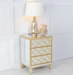 Cairo Mirrored Gold Trim Bedside Cabinet - 3 Drawers