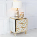 Cairo Mirrored Gold Trim Bedside Cabinet - 3 Drawers